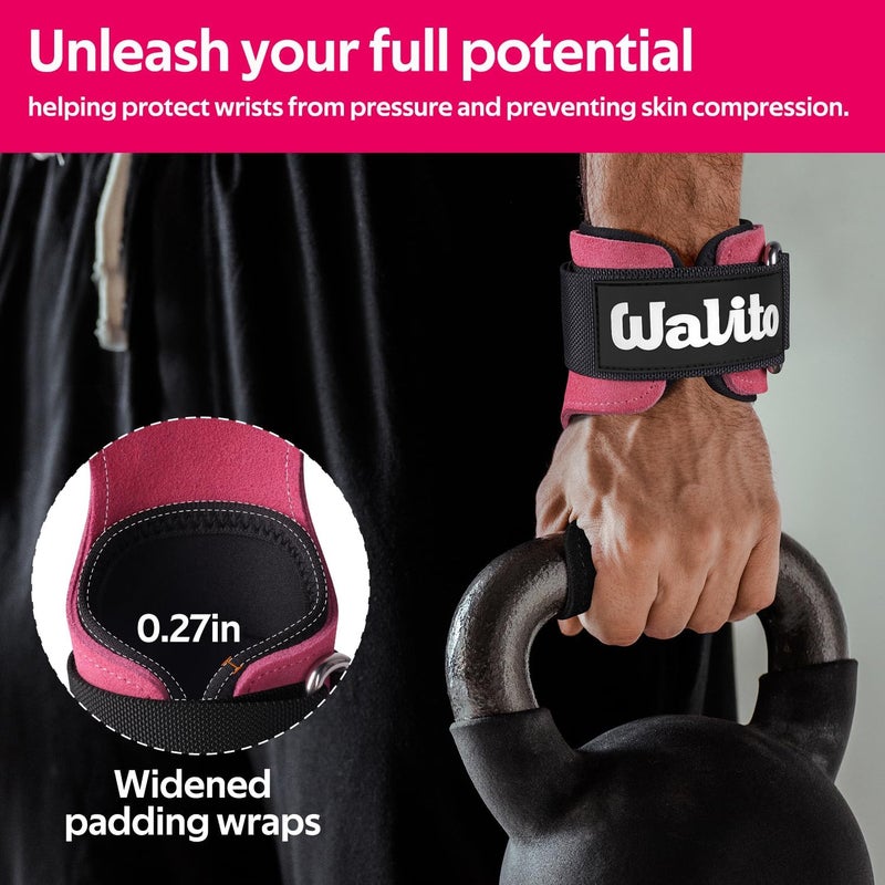 WALITO Weight Lifting Wrist Strap, Double Leather Weightlifting Wrist Straps for Gym Strength Training, Neoprene Padded Wrist Wraps - for Men & Women (Pair) - Image 4
